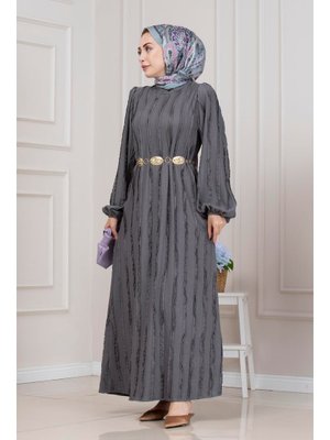 Gri Fırfır Detaylı Rüya Elbise Gri Fırfır Detaylı Rüya Elbise
