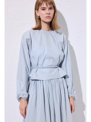 Mavi Bağlama Detaylı Kısa Bluz