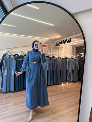 Mavi Prenses Etekli Denim Kot Elbise