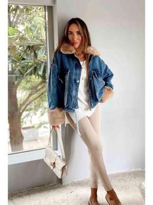 Mavi Denim İçi Full Kürklü Mont