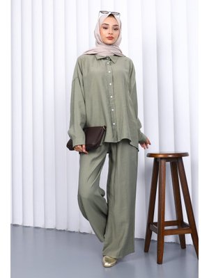 Haki Modal Gömlek Pantolonlu Takım Haki Modal Gömlek Pantolonlu Takım