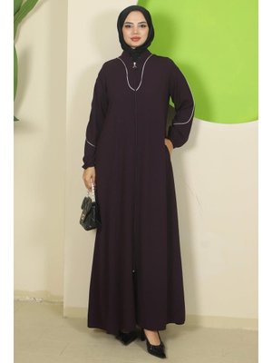 Mürdüm Biye Detaylı Ferace Mürdüm Biye Detaylı Ferace