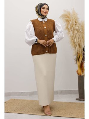 Taba Düğmeli Triko Süveter