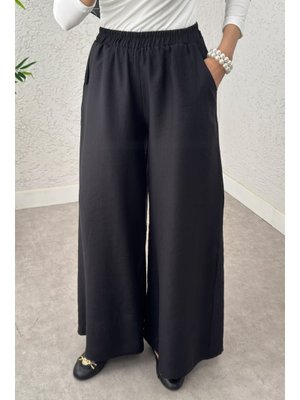 Siyah Boru Paça Pantolon