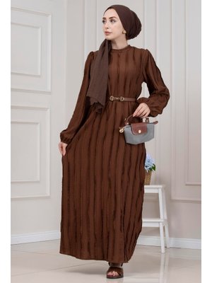 Kahverengi Fırfır Detaylı Rüya Elbise Kahverengi Fırfır Detaylı Rüya Elbise