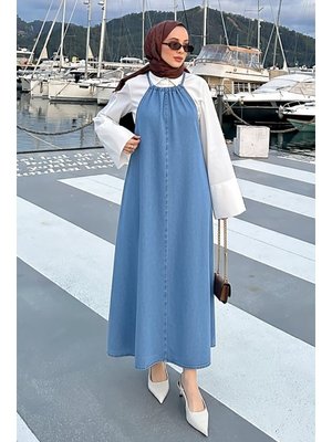 Mavi İp Askılı Denim Jile Mavi İp Askılı Denim Jile