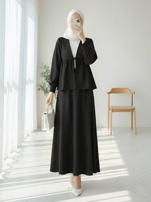 Siyah Beli Bağlamalı Etekli Oysho Takım