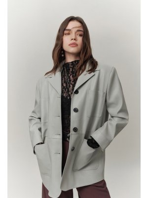 Mavi Retro Deri Ceket Mavi Retro Deri Ceket