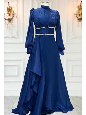 Lacivert Alize Abiye Elbise