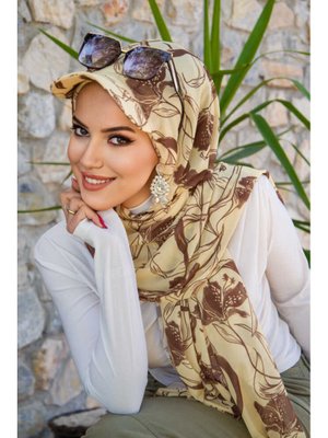 Uçuk Desen Kepli Bandana Şapka Şal