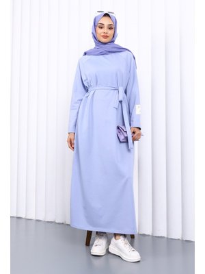 Lila Bisiklet Yaka Bel Kuşaklı Elbise Lila Bisiklet Yaka Bel Kuşaklı Elbise