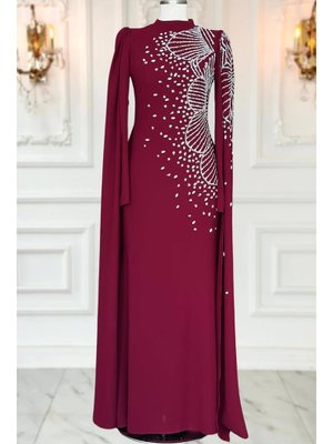 Bordo Hüsna Abiye Elbise Bordo Hüsna Abiye Elbise