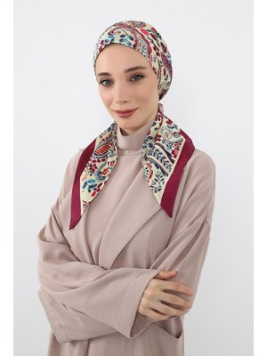 Desen V1 Arkadan Bağlanabilir Desenli Saten Bone Türban,db Desen V1 Arkadan Bağlanabilir Desenli Saten Bone Türban,db