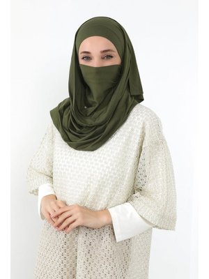 Haki Boyun Kapatan Peçe Özellikli Penye Boneli Şal,ps