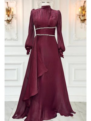 Bordo Alize Abiye Elbise Bordo Alize Abiye Elbise