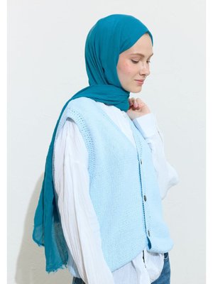 Pamuklu Keten Şal Blue Jelly