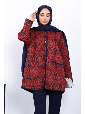 Kırmızı Etnik Desenli Çıtçıtlı Ceket Kırmızı Etnik Desenli Çıtçıtlı Ceket