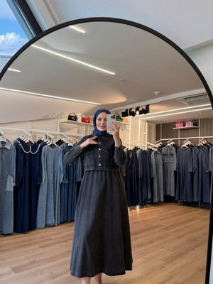 Siyah Kargo Cepli Yelekli Elbise Yelek İkili Takım Siyah Kargo Cepli Yelekli Elbise Yelek İkili Takım