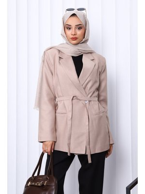 Vizon Kruvaze Yaka Düğmeli Blazer Ceket
