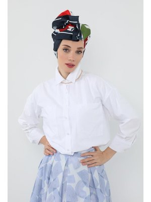 Desen V1 Arkadan Bağlanabilir Desenli Saten Bone Türban,db Desen V1 Arkadan Bağlanabilir Desenli Saten Bone Türban,db