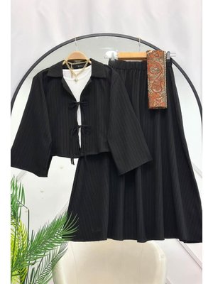 Siyah Merve Etek Ceket İkili Takım Siyah Merve Etek Ceket İkili Takım