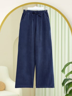 Laci Beli Lastikli Bağcık Detaylı Cepli Bol Paça Tensel Pantolon Laci Beli Lastikli Bağcık Detaylı Cepli Bol Paça Tensel Pantolon