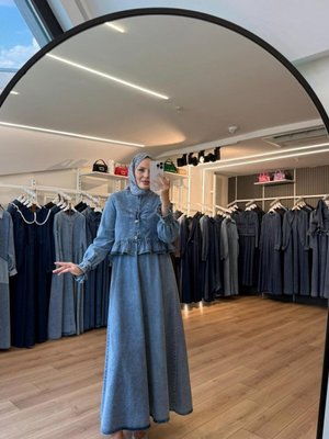 Mavi Fırfır Detaylı Jile Ceket İkili Takım Mavi Fırfır Detaylı Jile Ceket İkili Takım