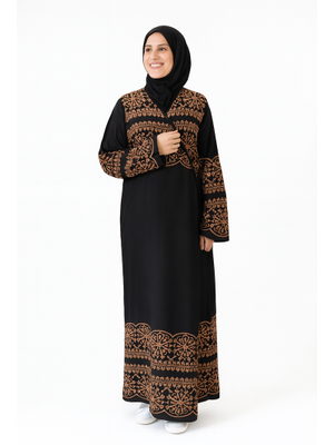 Geometrik Desenli Kruvaze Namaz Elbisesi – Yandan Bağlamalı, Rahat Kalıp Beden Geometrik Desenli Kruvaze Namaz Elbisesi – Yandan Bağlamalı, Rahat Kalıp Beden