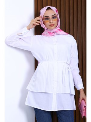 Beyaz Yan Bağlamalı Poplin Tunik Beyaz Yan Bağlamalı Poplin Tunik