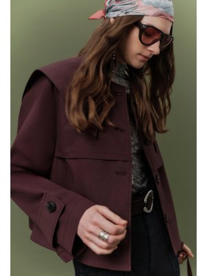 Mürdüm Geniş Yaka Gabardin Ceket Mürdüm Geniş Yaka Gabardin Ceket