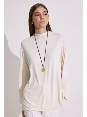 Dökümlü Uzun Kol Bluz İnci