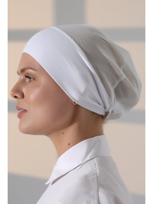 Nefes Alabilen Tüllü Dikişsiz Likralı Viskon Bone Beyaz Nefes Alabilen Tüllü Dikişsiz Likralı Viskon Bone Beyaz