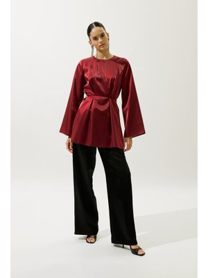 Bordo Hana Organze Bluz