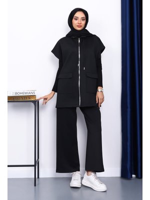 Siyah Yelek Pantolonlu Scuba Takım