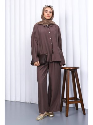 Kahverengi Modal Gömlek Pantolonlu Takım Kahverengi Modal Gömlek Pantolonlu Takım
