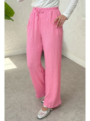 Pembe Bürümcük Cepli Pantolon