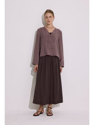 Gül Kurusu Modal Geniş Kollu Bluz