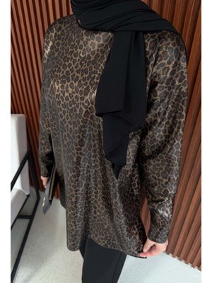 Leopar Varaklı Tunik