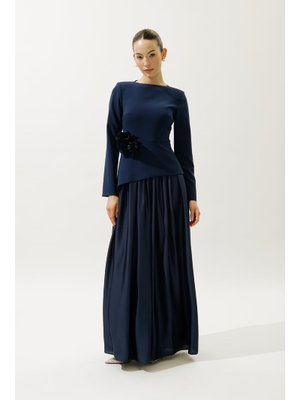 Lacivert Annıta Abiye Elbise Lacivert Annıta Abiye Elbise