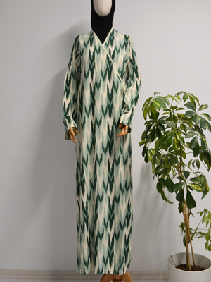 Beden Zigzag Desenli Kruvaze Namaz Elbisesi – Viskon, Yandan Bağlamalı Beden Zigzag Desenli Kruvaze Namaz Elbisesi – Viskon, Yandan Bağlamalı