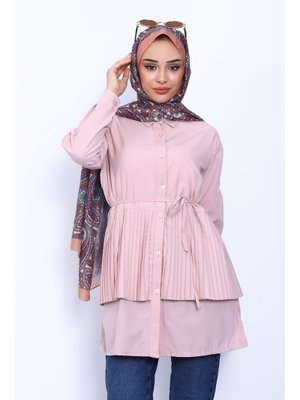 Pudra Yan Bağlamalı Poplin Tunik Pudra Yan Bağlamalı Poplin Tunik