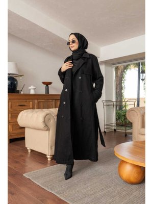 Siyah Allerli Denim Trençkot Siyah Allerli Denim Trençkot