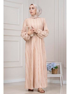 Bej Fırfır Detaylı Rüya Elbise Bej Fırfır Detaylı Rüya Elbise