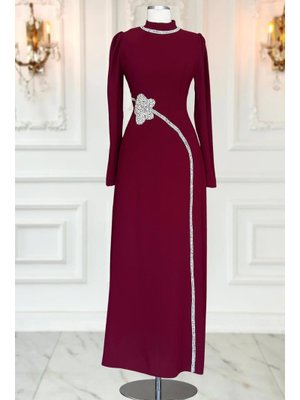 Bordo Zühre Abiye Elbise Bordo Zühre Abiye Elbise