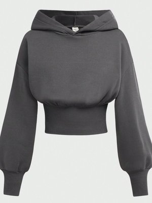 Gri Antrasit Crop Kapüşonlu Sweatshirt Gri Antrasit Crop Kapüşonlu Sweatshirt