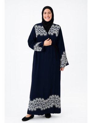 Halkalı Desenli Kruvaze Namaz Elbisesi – Yandan Bağlamalı, Rahat Kesim Beden Halkalı Desenli Kruvaze Namaz Elbisesi – Yandan Bağlamalı, Rahat Kesim Beden