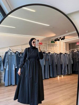 Siyah Heidi Modeli Denim Kot Elbise Siyah Heidi Modeli Denim Kot Elbise