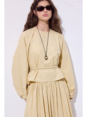 Sarı Bağlama Detaylı Kısa Bluz Soft