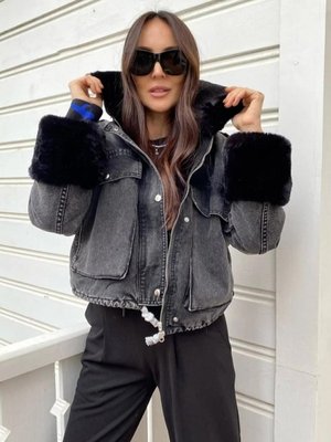 Siyah Denim İçi Full Kürklü Mont