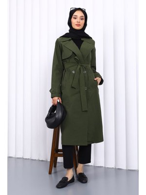 Haki Kruvaze Yaka Trençkot Haki Kruvaze Yaka Trençkot